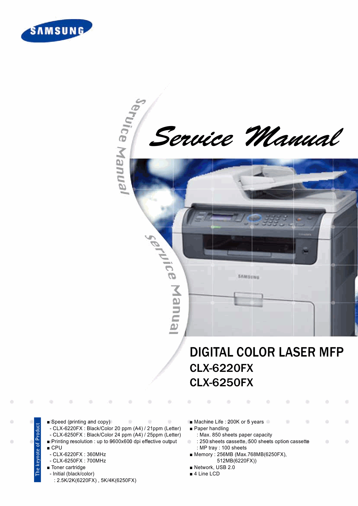 Samsung Digital-Color-Laser-MFP CLX-6220FX 6250FX Parts and Service Manual-1